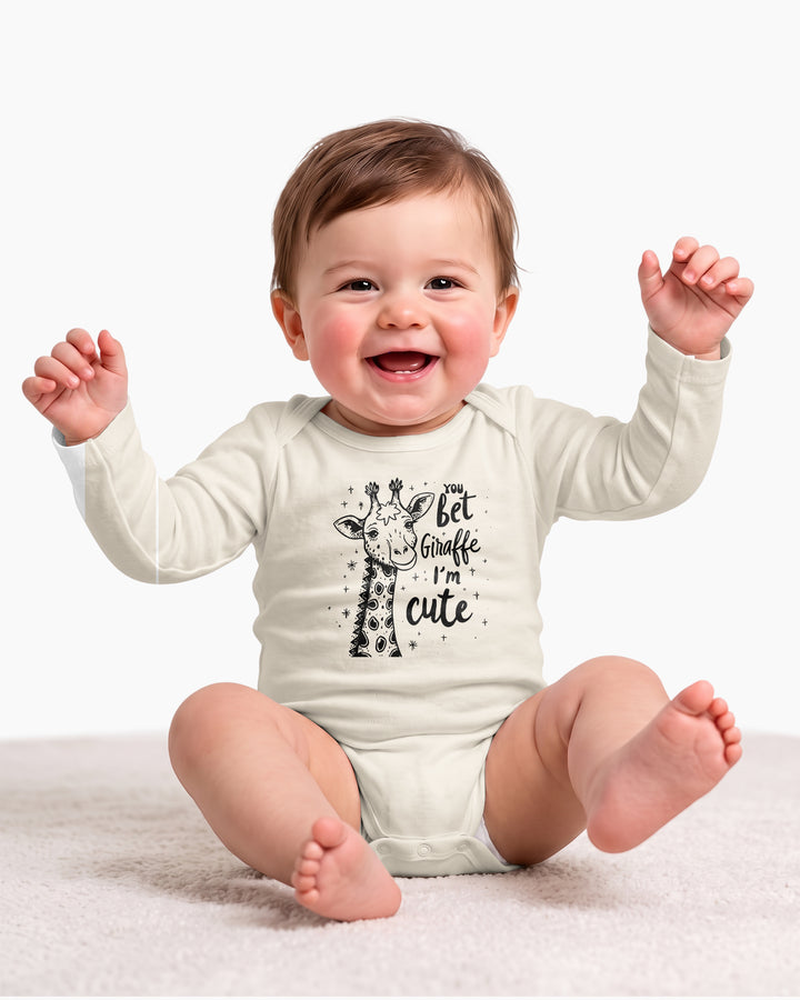 You Bet Giraffe I'm Cute Funny Baby Bamboo Bodysuit