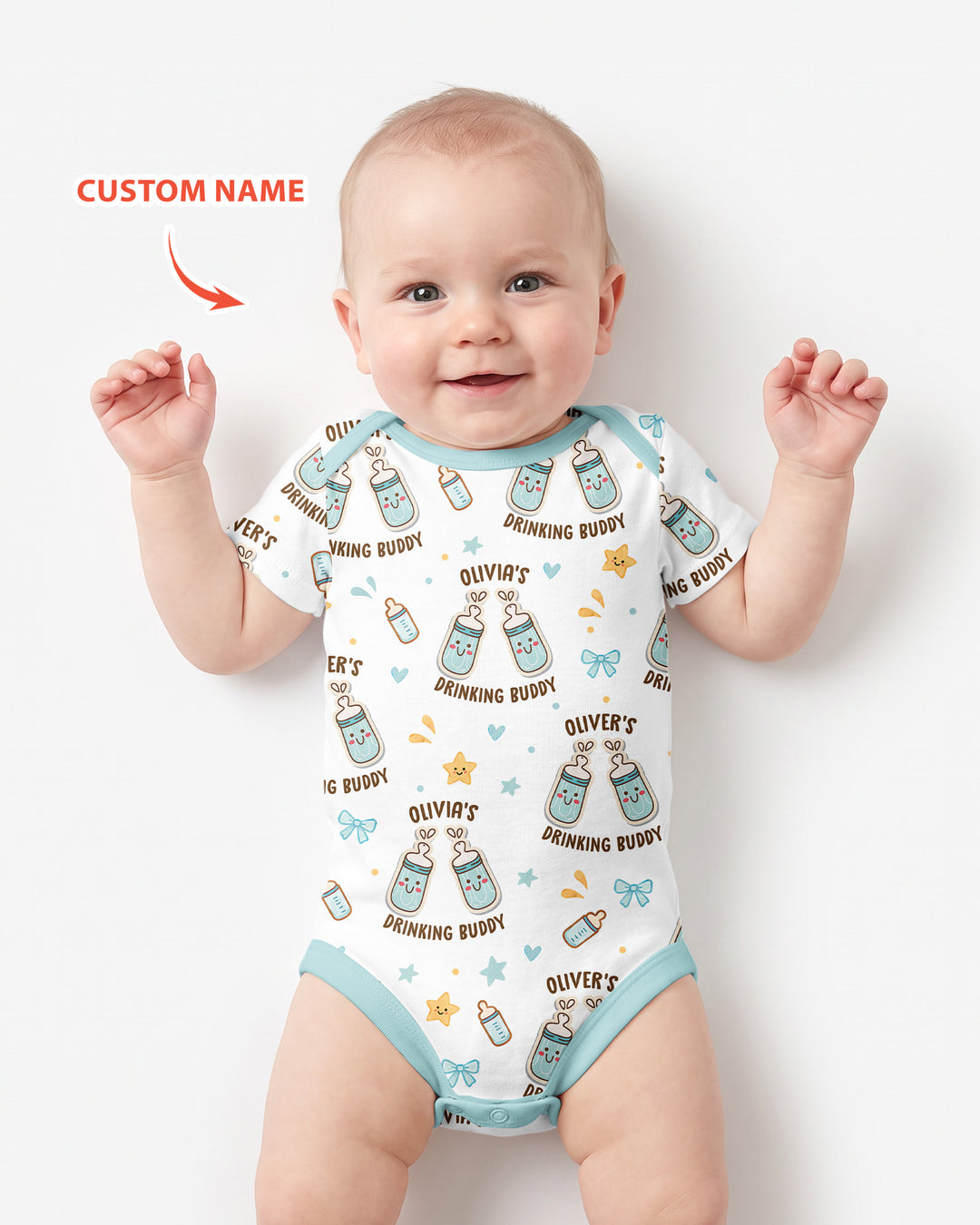 Custom Name Twin Drinking Buddies Bamboo Bodysuit