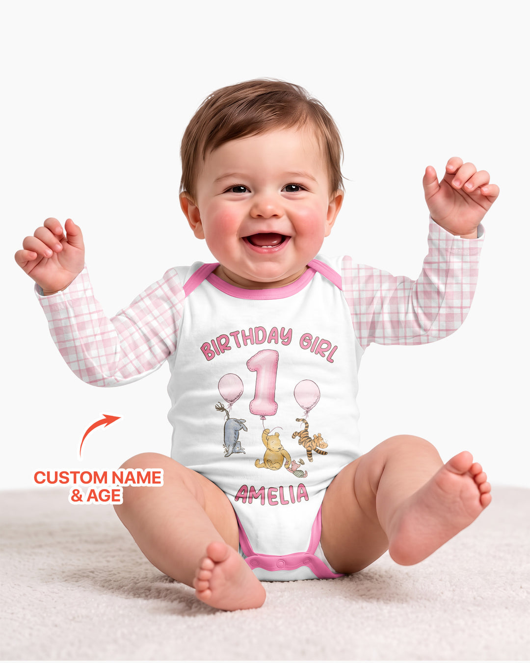 Little Bear Birthday Custom Name And Age Balloon Bamboo Bodysuit