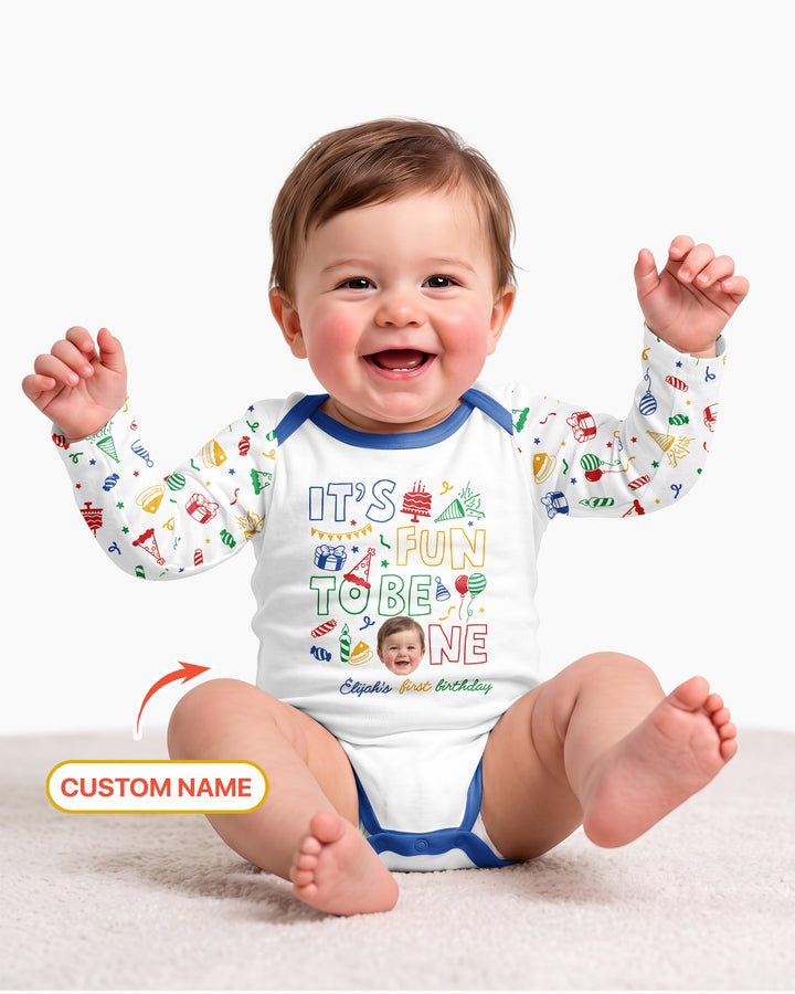 Gerippte Babykleidung mit individuellem Foto - Weich &amp; Skizzenhaft