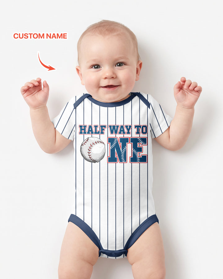 Custom Name Half Way To One Bamboo Bodysuit