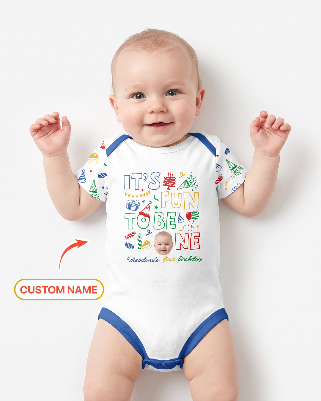 Gerippte Babykleidung mit individuellem Foto - Weich &amp; Skizzenhaft
