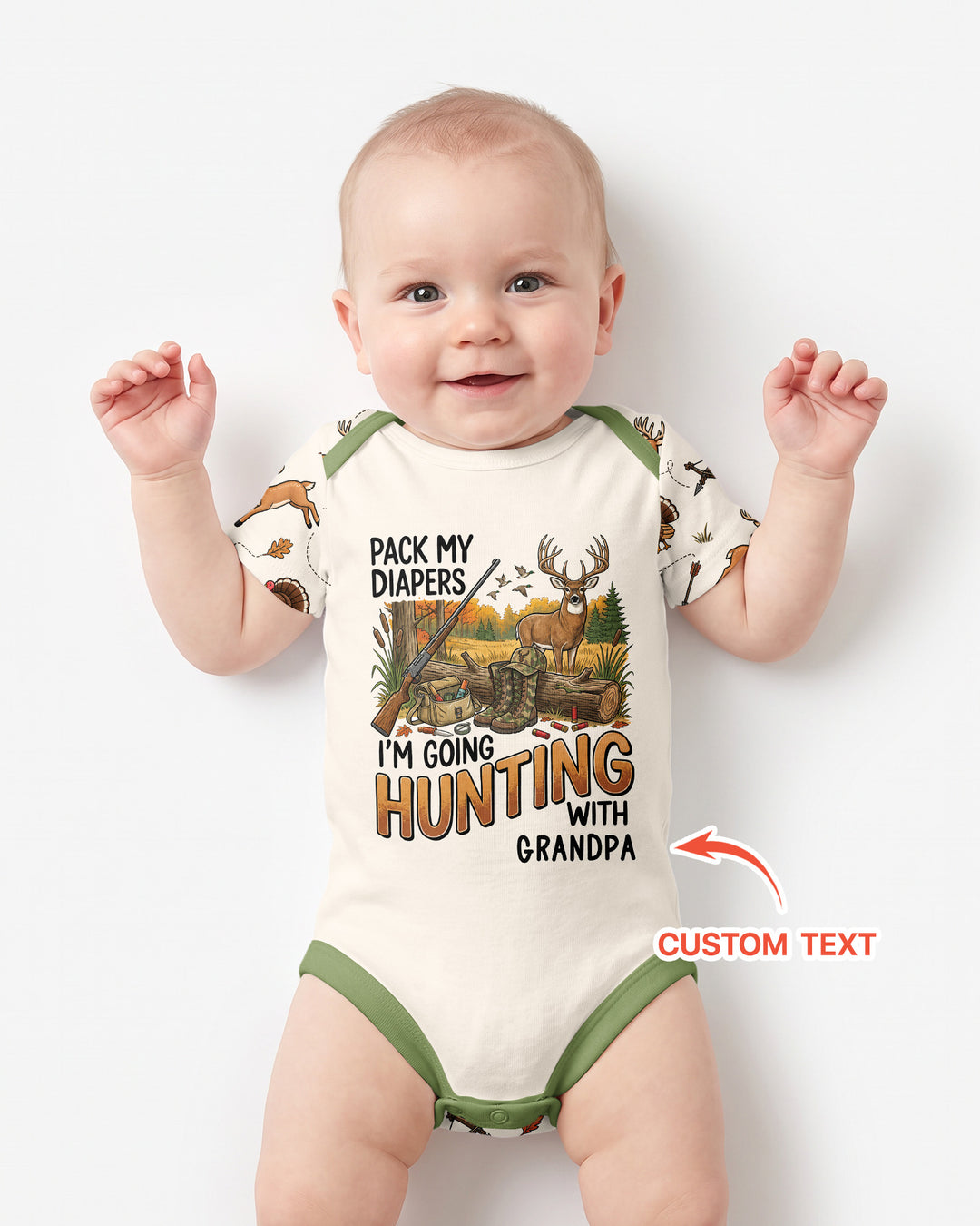 Personalized Pack My Diapers I'm Going Hunting Bamboo Bodysuit
