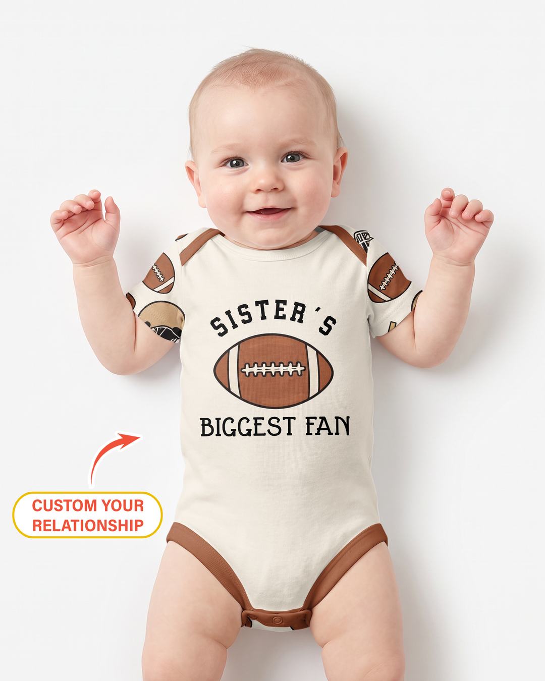 Personalized Football Brother's Biggest Fan Bamboo Bodysuit