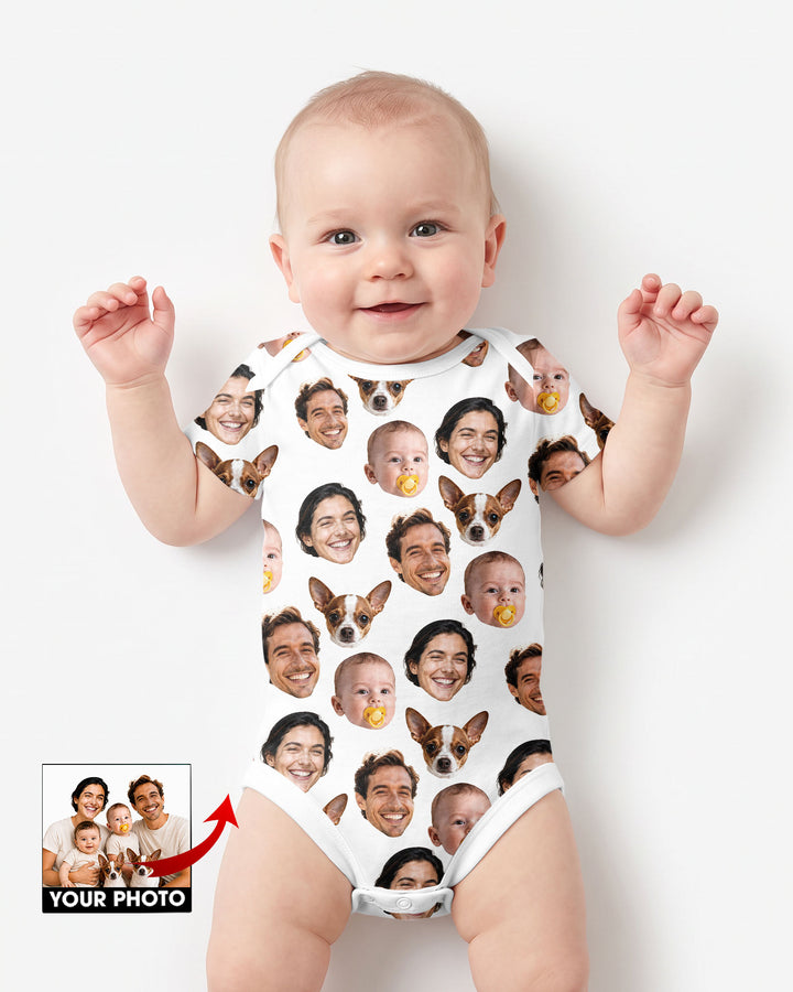 Personalized Face Baby Bodysuit, Families Faces Newborn Bodysuit