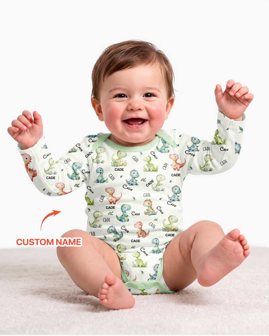 Dinosaur Custom Name Bamboo Bodysuit