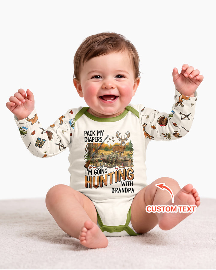 Personalized Pack My Diapers I'm Going Hunting Bamboo Bodysuit