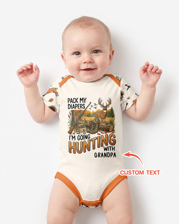 Personalized Pack My Diapers I'm Going Hunting Bamboo Bodysuit
