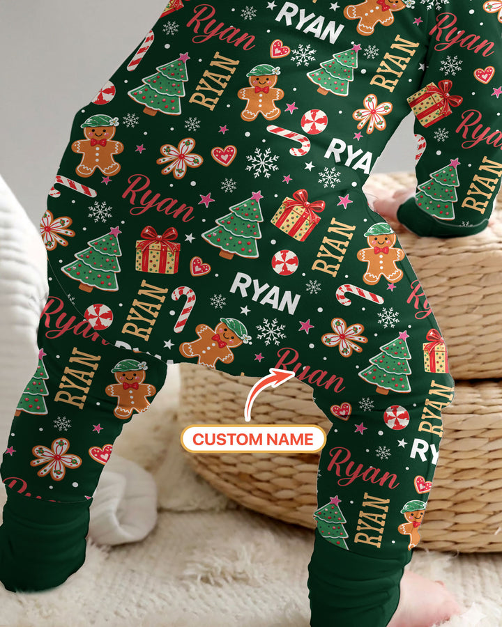 Custom Name Christmas Crew Family Matching Bamboo Convertible Zippy