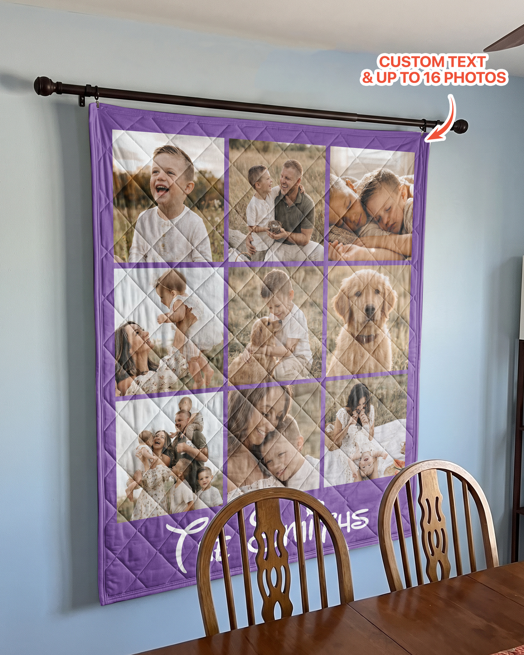 Custom Photo Collage Family Bamboo Quilt Blanket