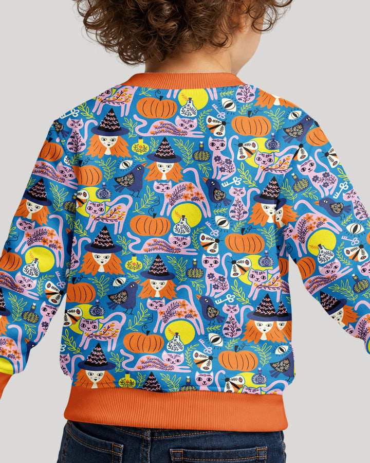 Whimsical Witch Cats Bamboo Crewneck Sweatshirt