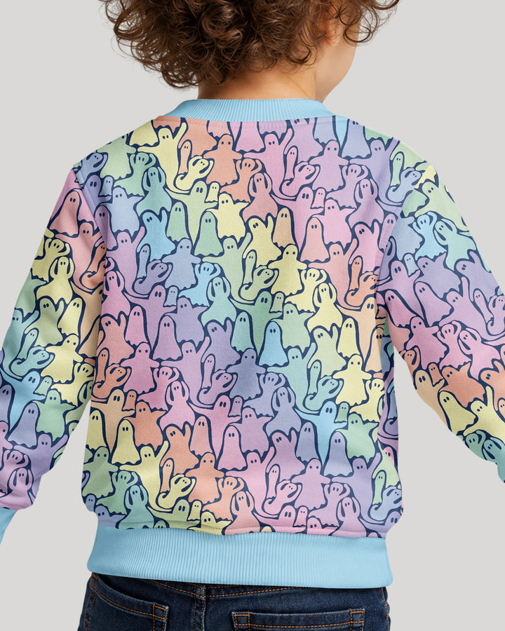 Pastel Rainbow Ghost Halloween Bamboo Crewneck Sweatshirt