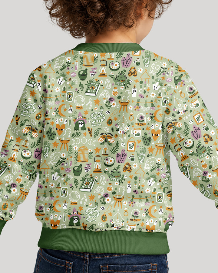 Boho Witchy Celestial Magic Floral Bamboo Crewneck Sweatshirt