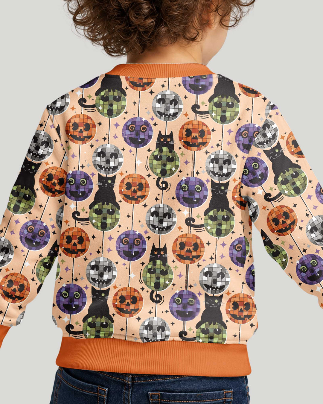 Groovy Halloween Disco Cat Bamboo Crewneck Sweatshirt