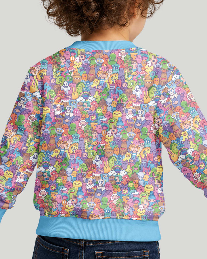 Doodle Characters Pastel Bamboo Crewneck Sweatshirt