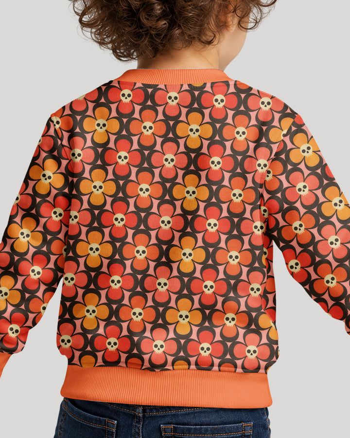 Retro Skull Flower Halloween Bamboo Crewneck Sweatshirt