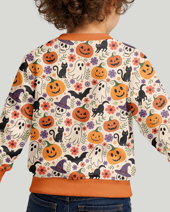 Spooky Halloween Floral Delight Bamboo Crewneck Sweatshirt