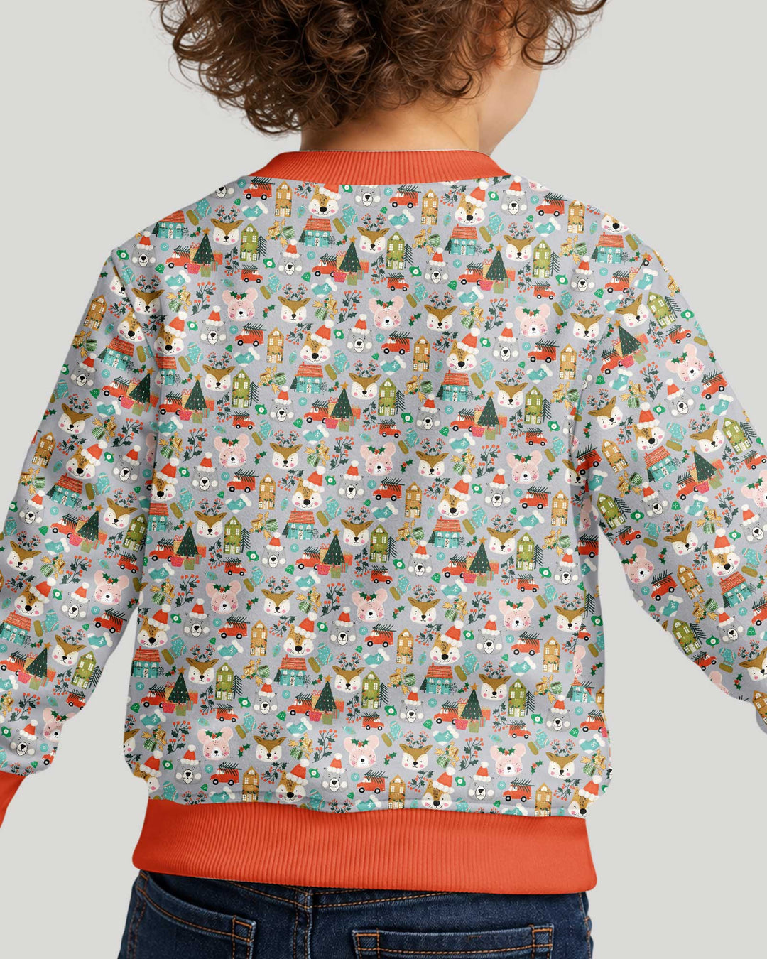 Christmas Woodland Deer Fox Bear Bamboo Crewneck Sweatshirt