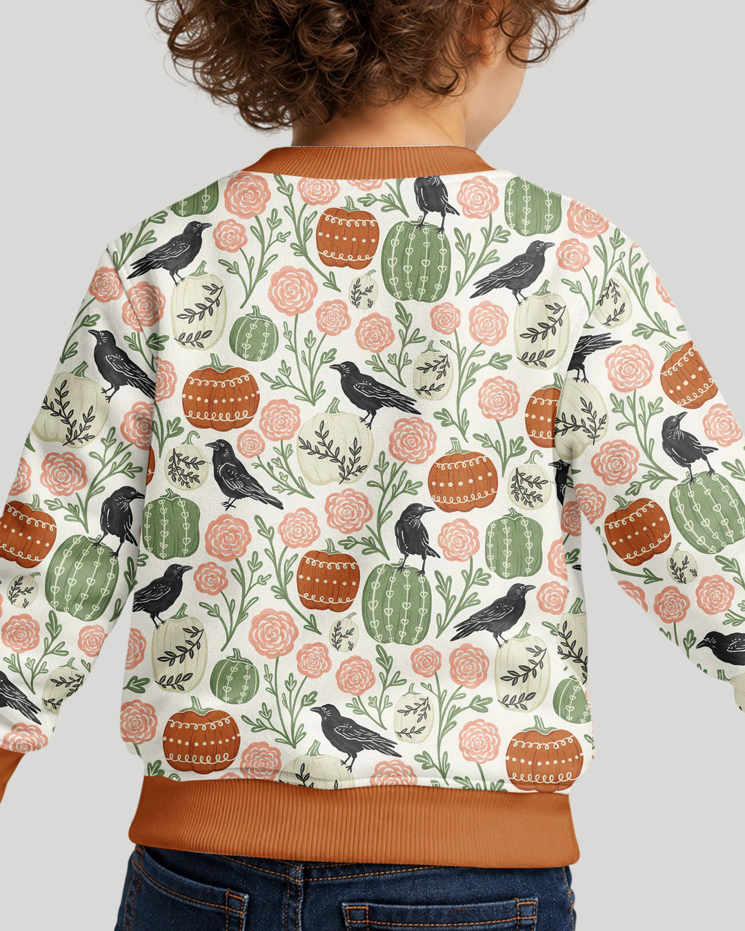 Country Crows with Mums and Pumpkins Bamboo Crewneck Sweatshirt