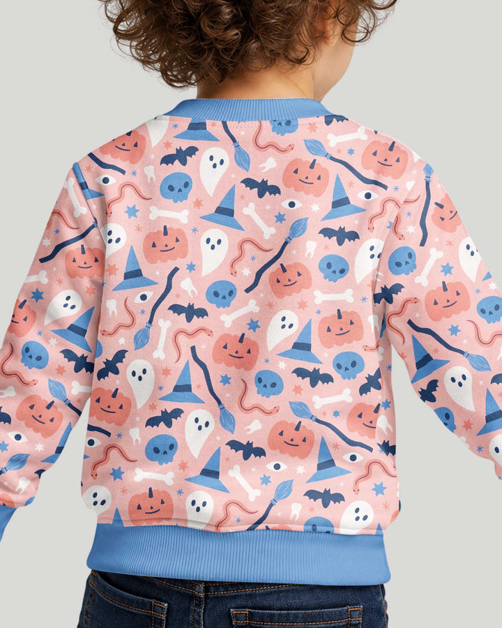 Pastel Pumpkins Skulls And Witch Craft Bamboo Crewneck Sweatshirt