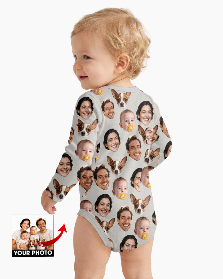 Personalized Face Baby Bodysuit, Families Faces Newborn Bodysuit
