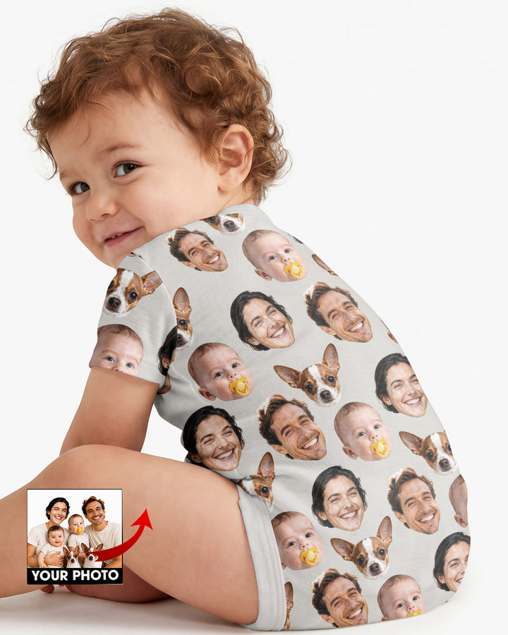 Personalized Face Baby Bodysuit, Families Faces Newborn Bodysuit