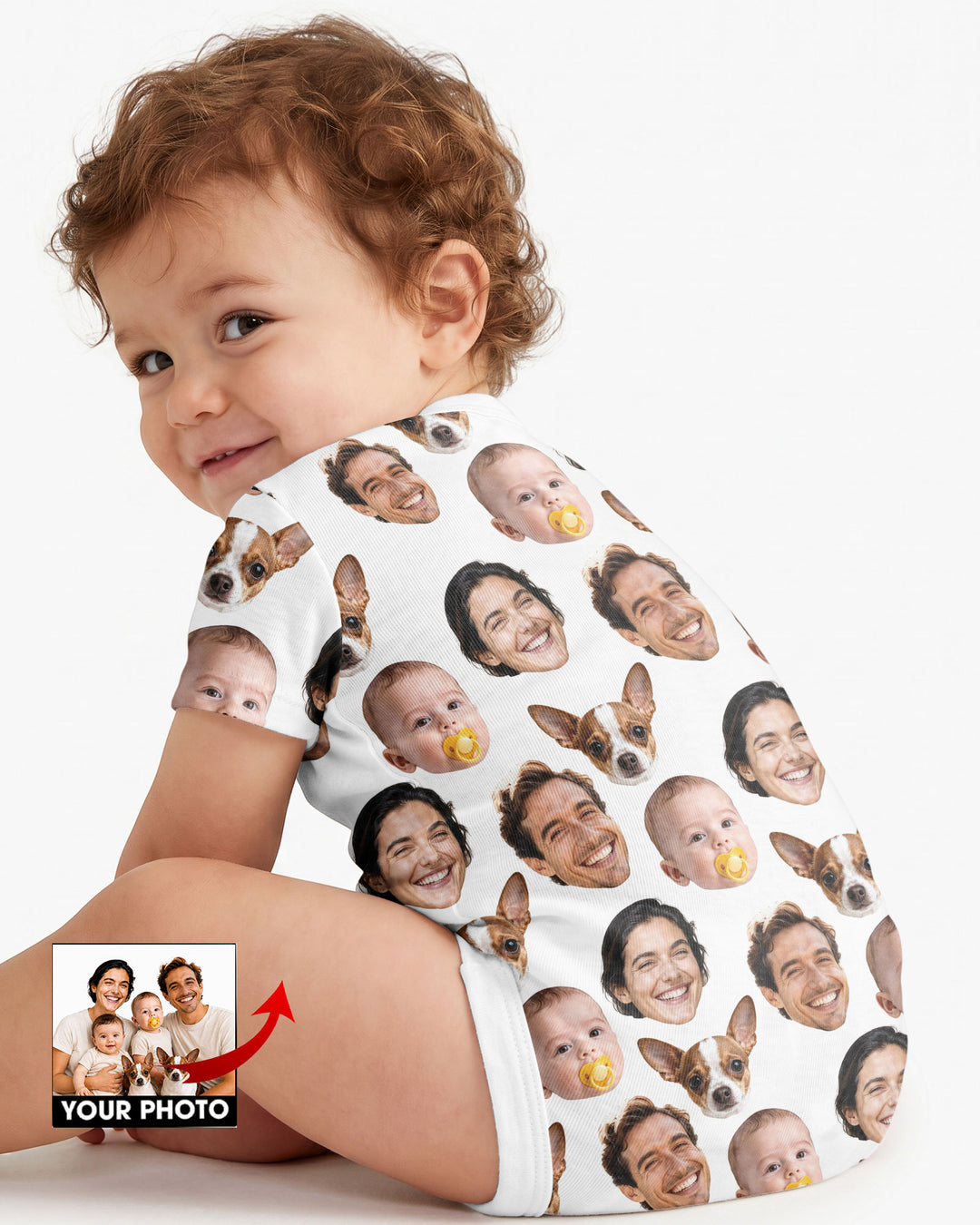 Personalized Face Baby Bodysuit, Families Faces Newborn Bodysuit