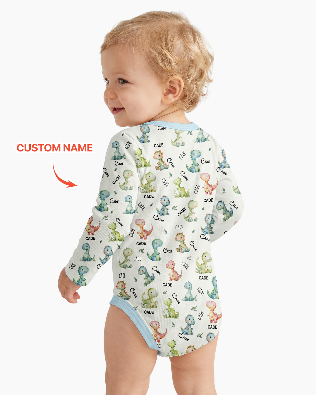 Dinosaur Custom Name Bamboo Bodysuit