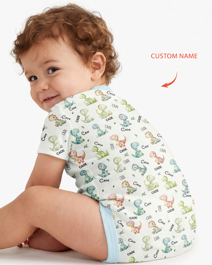 Dinosaur Custom Name Bamboo Bodysuit