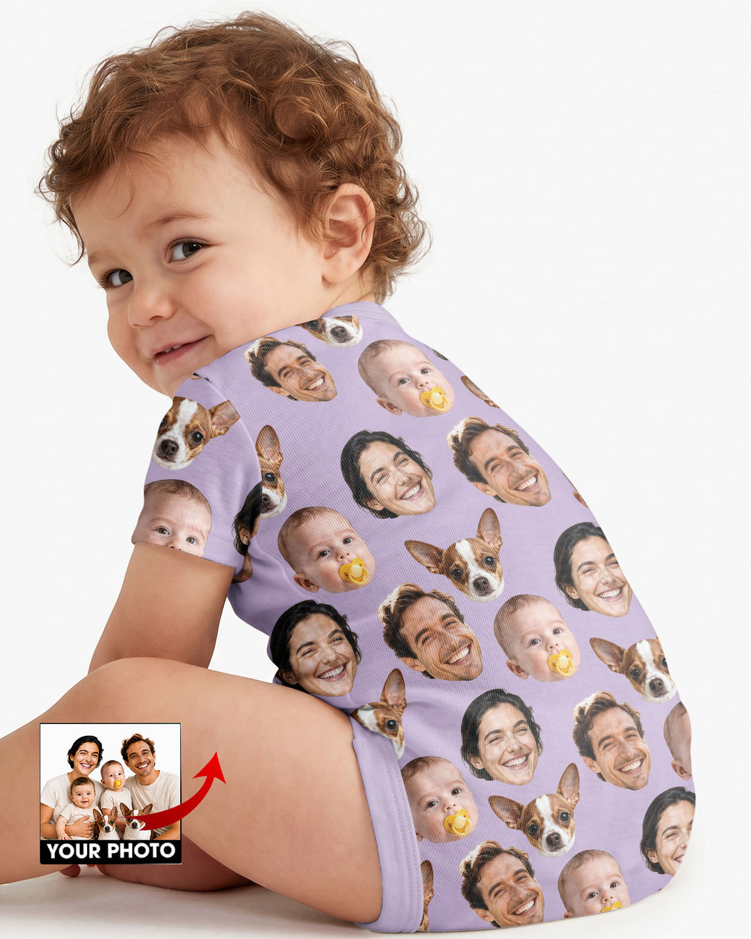 Personalized Face Baby Bodysuit, Families Faces Newborn Bodysuit