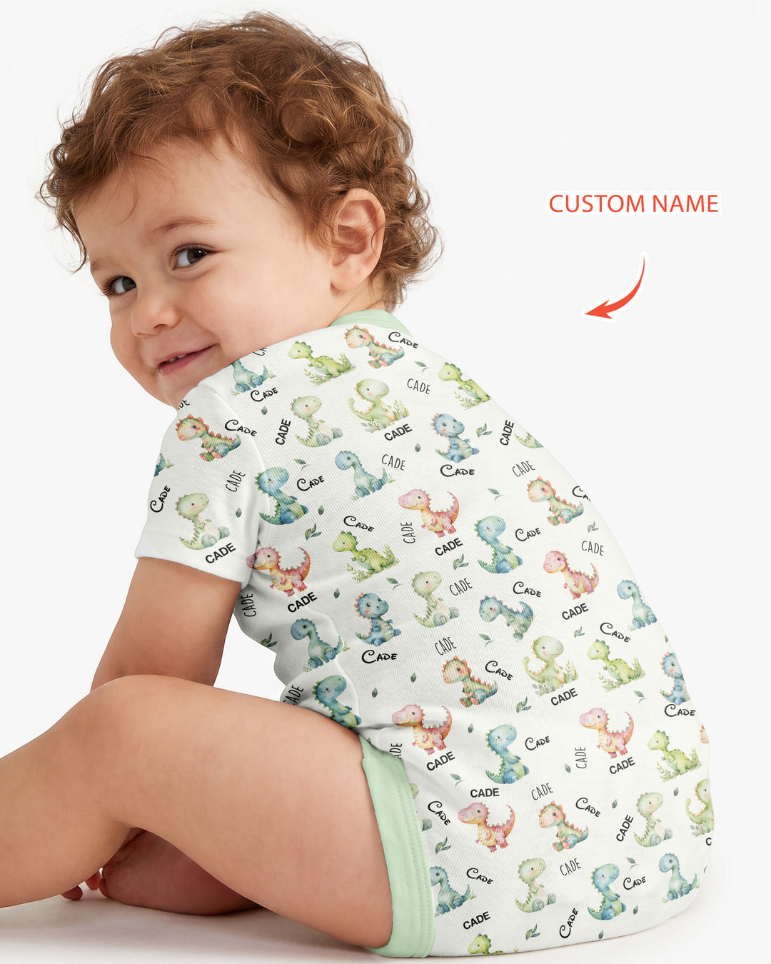 Dinosaur Custom Name Bamboo Bodysuit