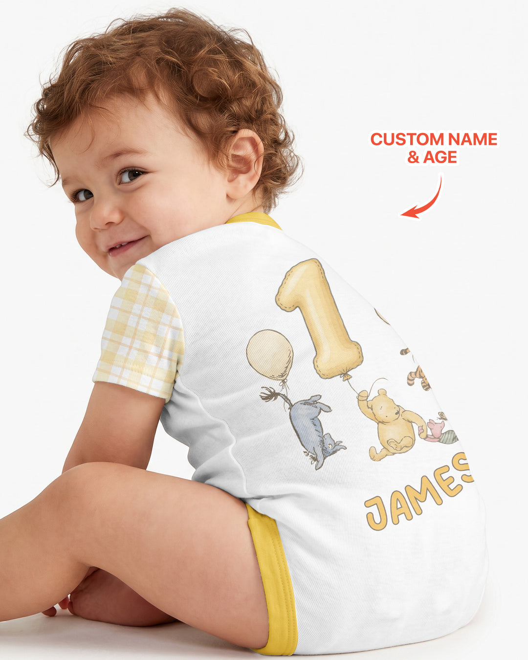 Little Bear Birthday Custom Name And Age Balloon Bamboo Bodysuit