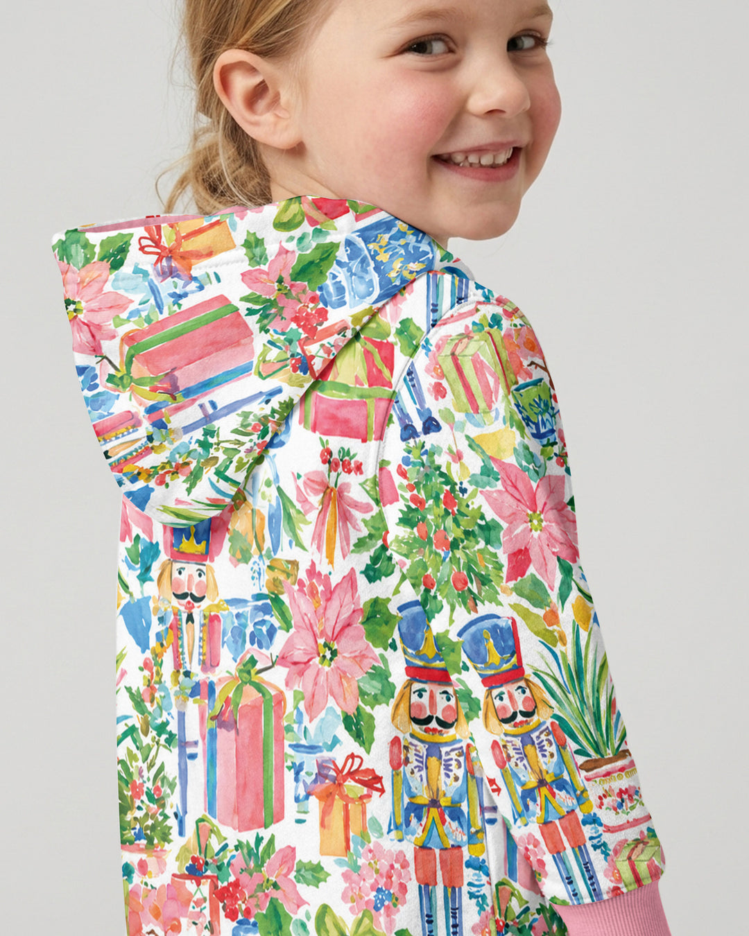 Watercolor Nutcracker Holiday Bamboo Zip Hoodie