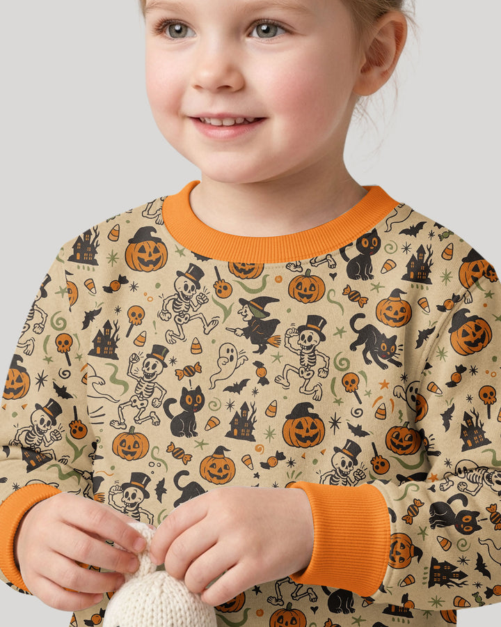 Vintage Skeleton Pumpkin Halloween Bamboo Crewneck Sweatshirt