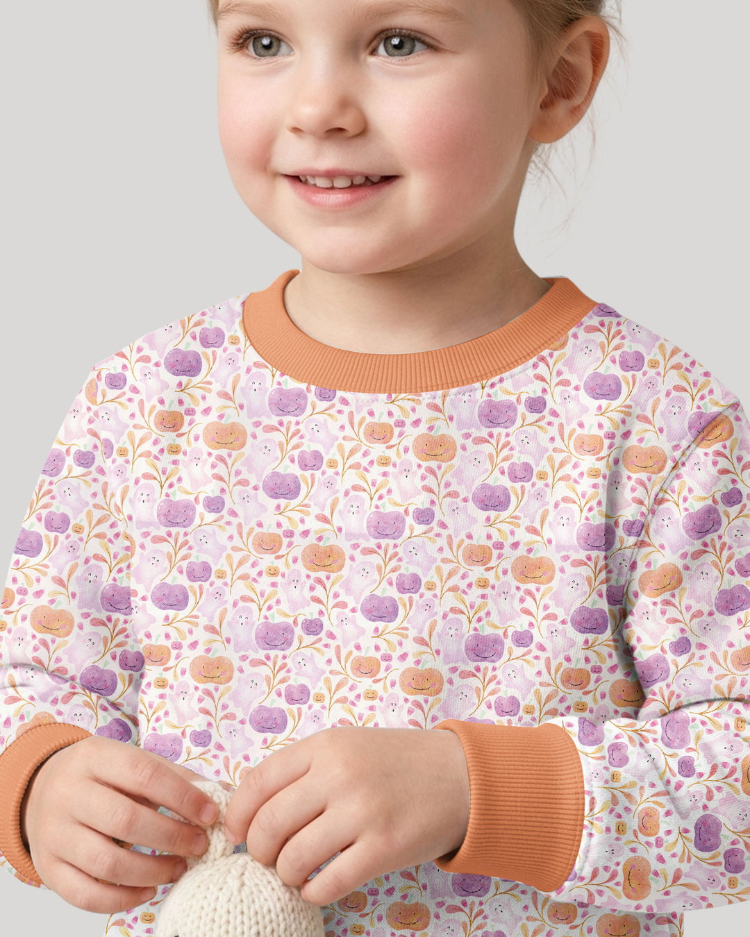 Pastel Pumpkins and Ghosts Bamboo Crewneck Sweatshirt