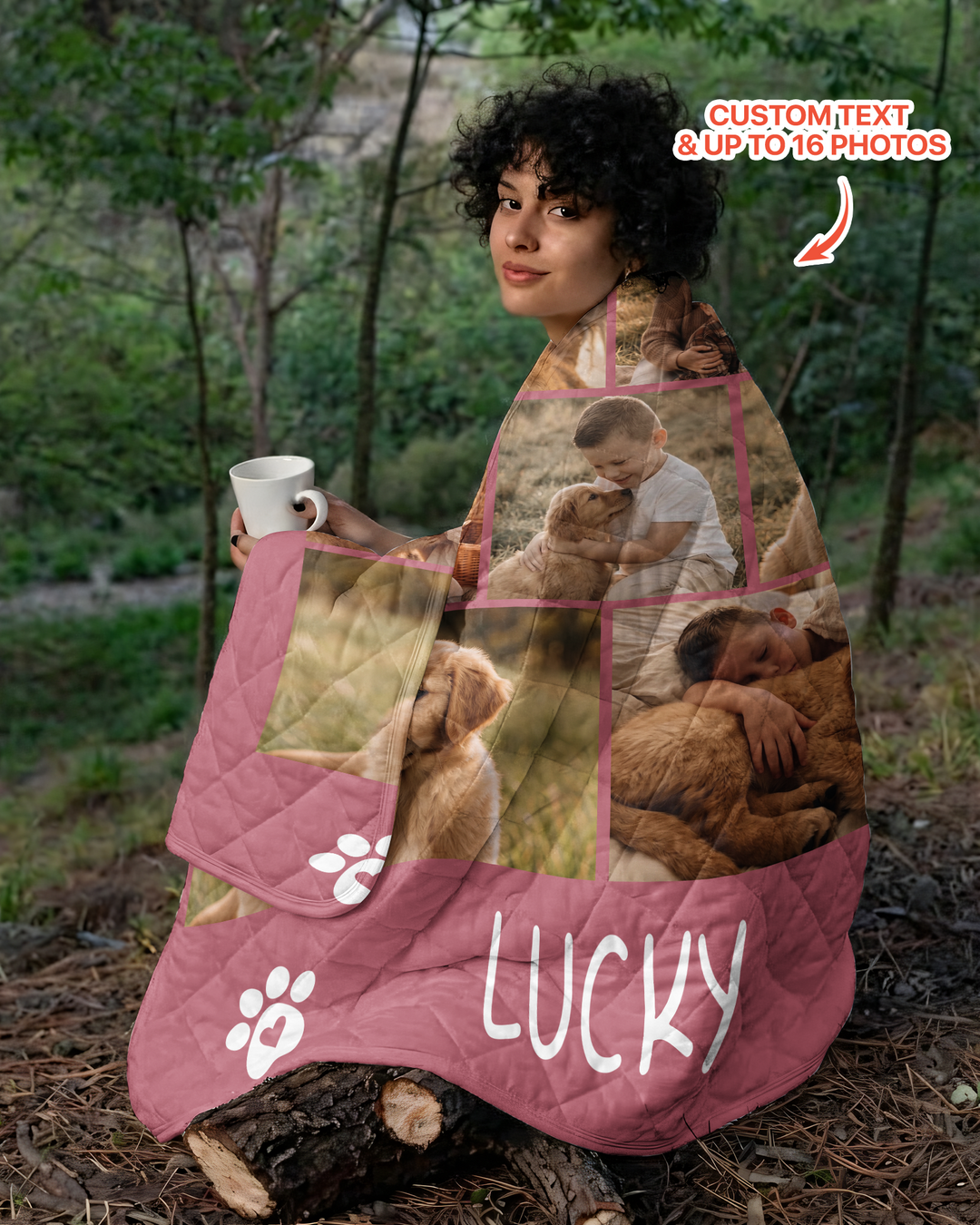 Custom Pet Photo Collage Bamboo Quilt Blanket