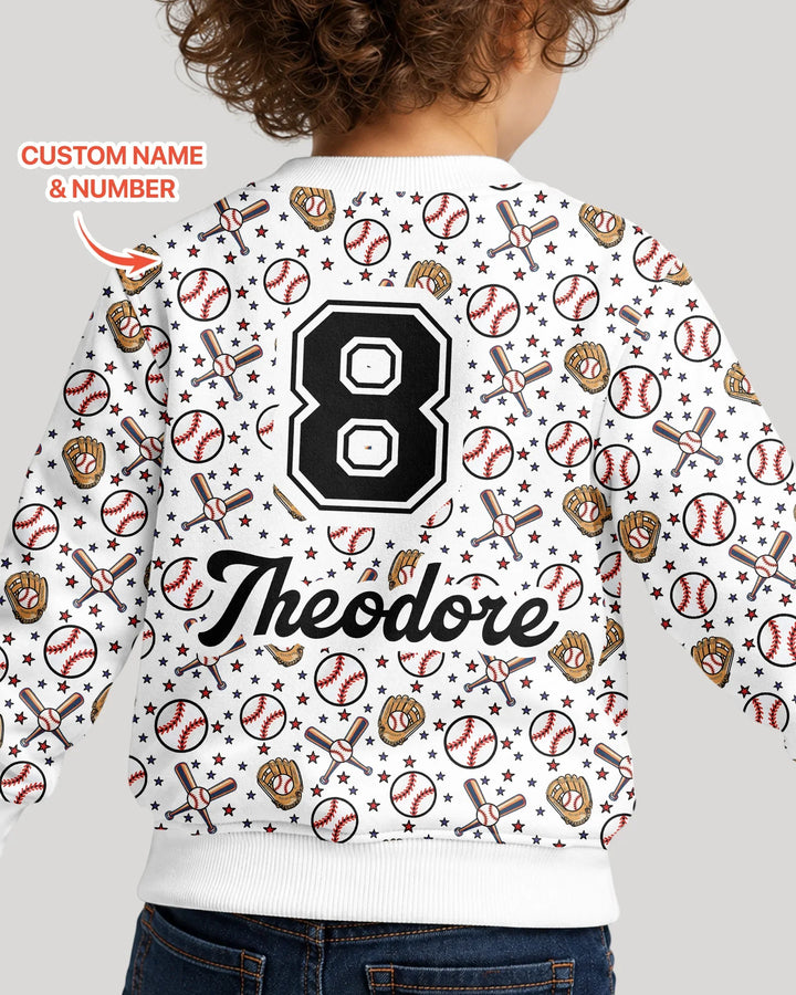 All-Star Baseball Custom Name Bamboo Crewneck Sweatshirt