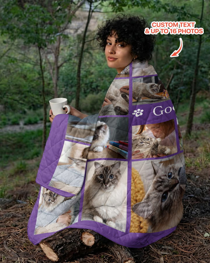 Custom Pet Photo Collage Bamboo Quilt Blanket