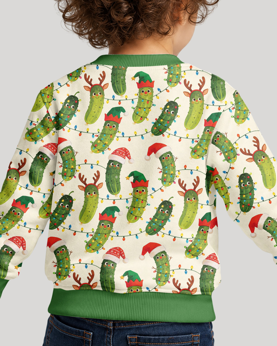 Cheerful Christmas Pickle Bamboo Crewneck Sweatshirt