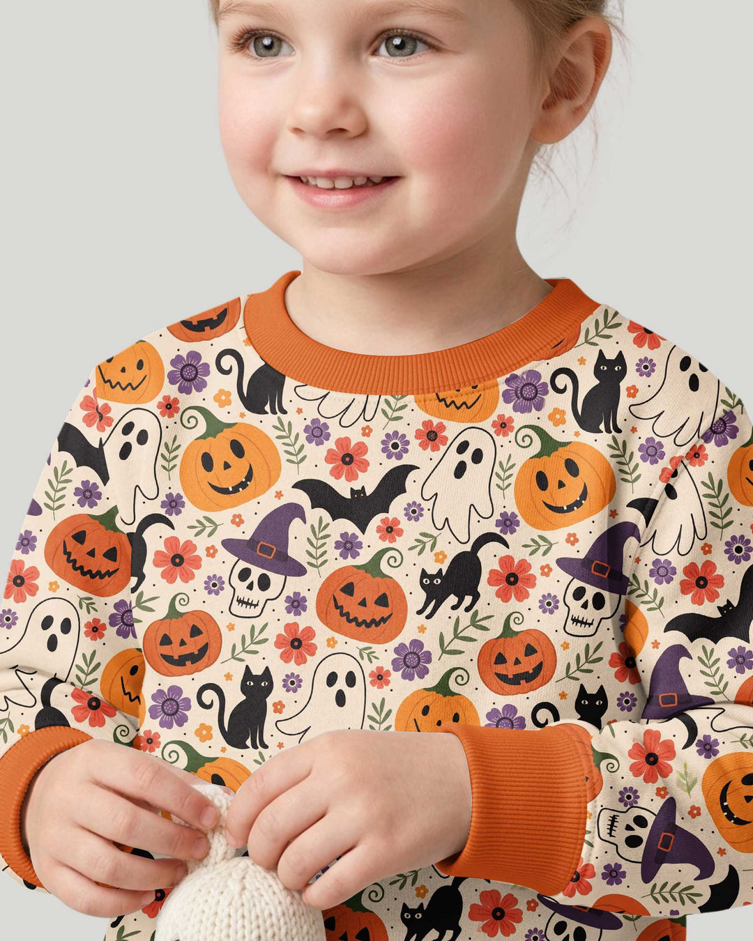 Spooky Halloween Floral Delight Bamboo Crewneck Sweatshirt