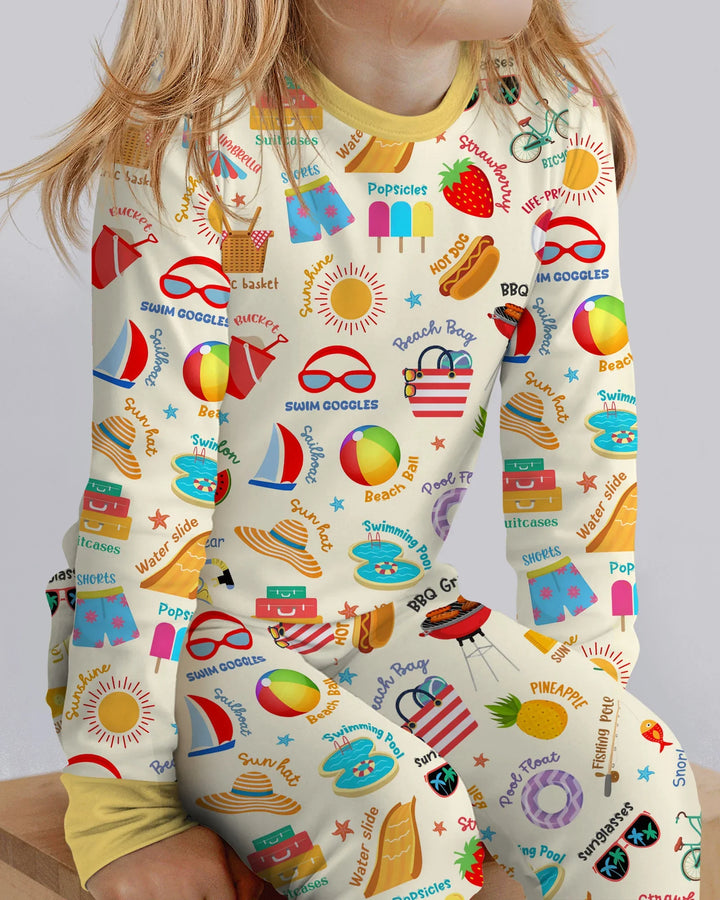 Zweiteiliges Langarm-Pyjama-Set mit Sommerfrüchten