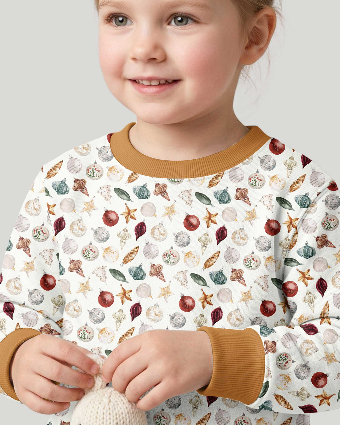 Watercolor Christmas Ornaments Bamboo Crewneck Sweatshirt