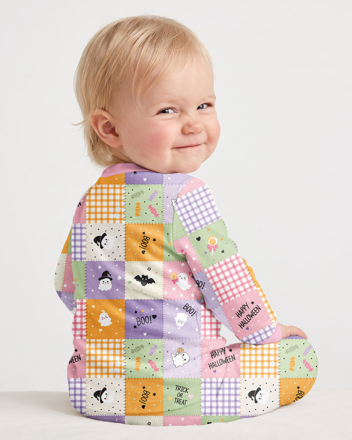 Cute Halloween Patchwork Bamboo Two Piece Long Sleeve Pajama Set