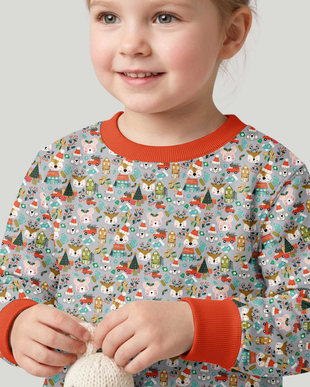 Christmas Woodland Deer Fox Bear Bamboo Crewneck Sweatshirt