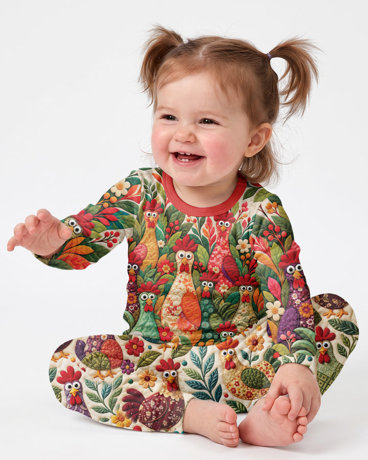 Funny Chicken Bamboo Two Piece Long Sleeve Pajama Set