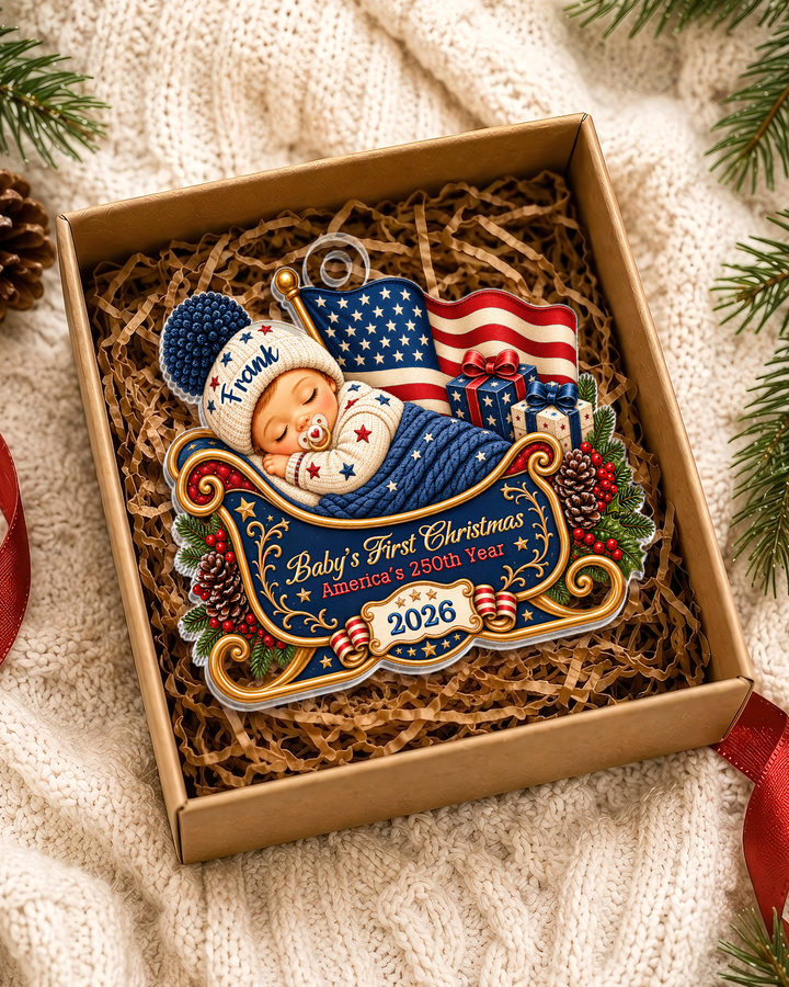 Personalized First Christmas 250th Anniversary Acrylic Ornament 2026
