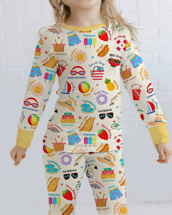 Zweiteiliges Langarm-Pyjama-Set mit Sommerfrüchten