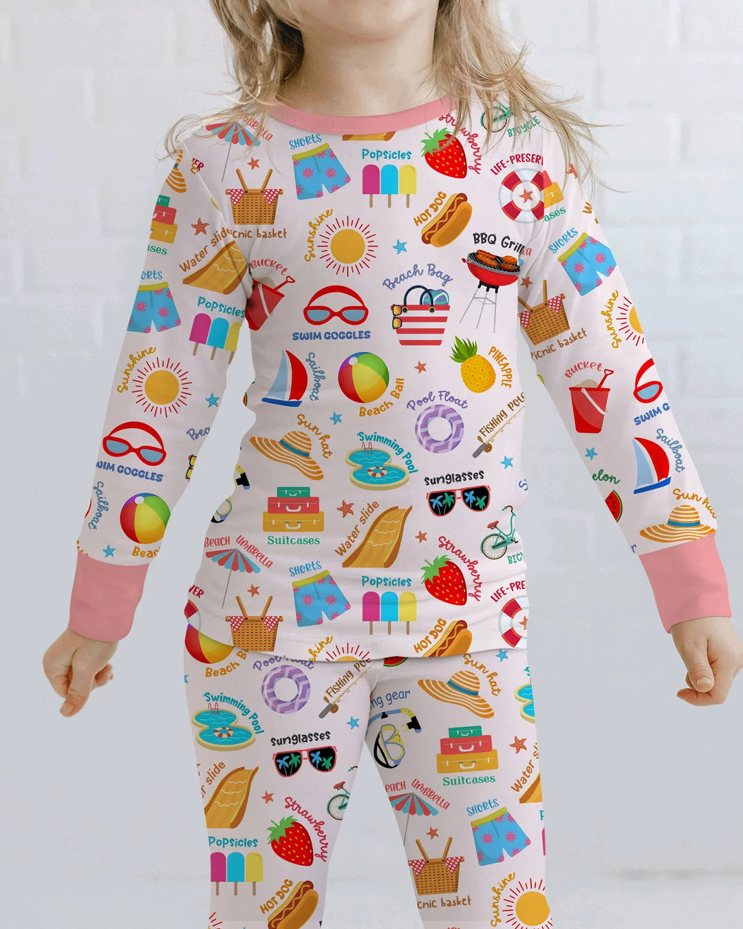 Zweiteiliges Langarm-Pyjama-Set mit Sommerfrüchten