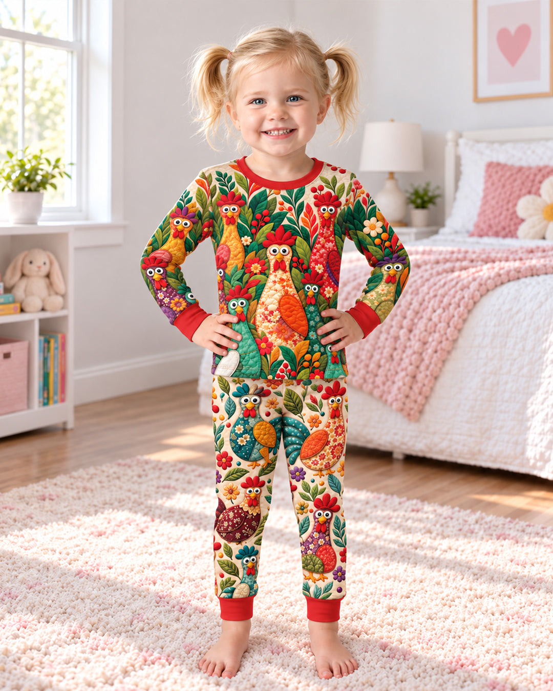 Funny Chicken Bamboo Two Piece Long Sleeve Pajama Set