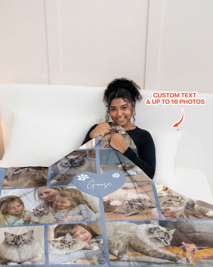 Custom Pet Photo Collage Bamboo Quilt Blanket